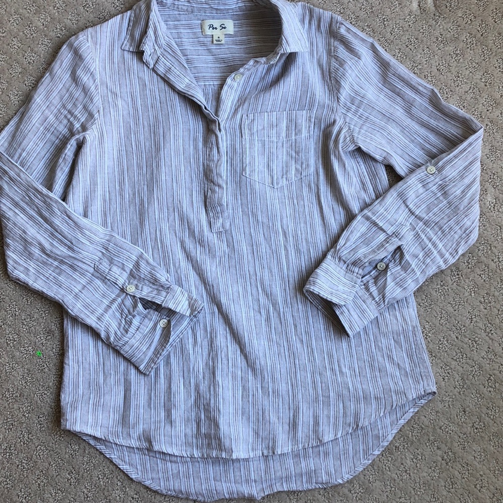 Per Se 55% Linen Top, Size S
